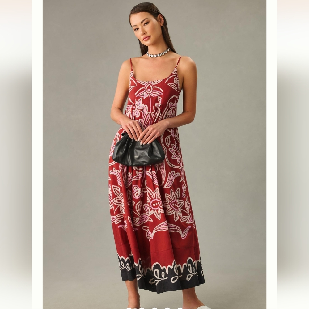 NWT Anthropologie Square Neck Pleated Dress XXS